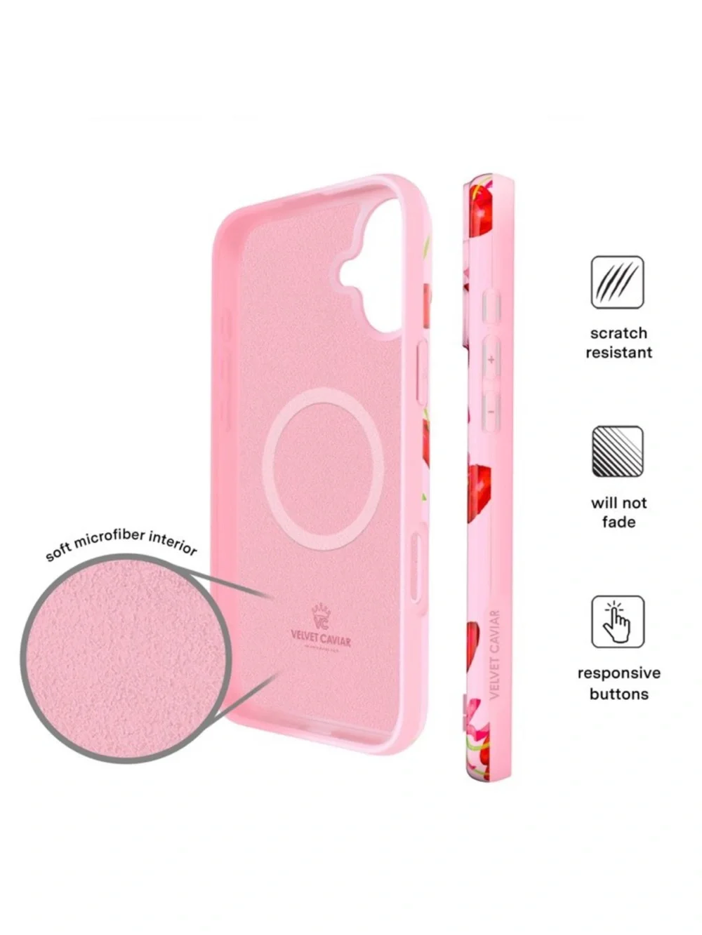 VELVET CAVIAR iPhone 16 Case - Sweet Cherry: Plastic Cover with Cherry Pattern